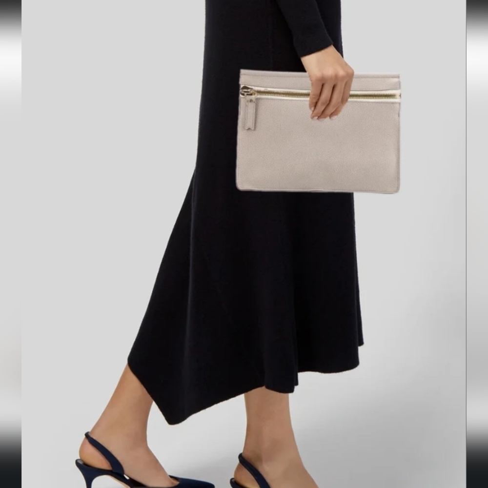 India Hicks‎ Leather Clutch Bag in Taupe